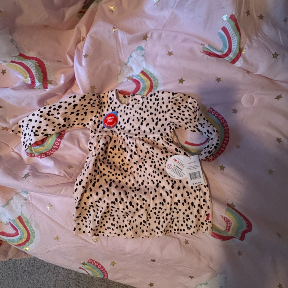 Magnetic Me Cream and Black Spotted Kids Dress